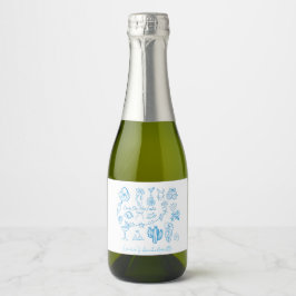 Persoonlijke strandliefde aan het meer vrijgezelle sparkling wijnetiket