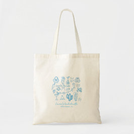 Persoonlijke strandliefde aan het meer vrijgezelle tote bag