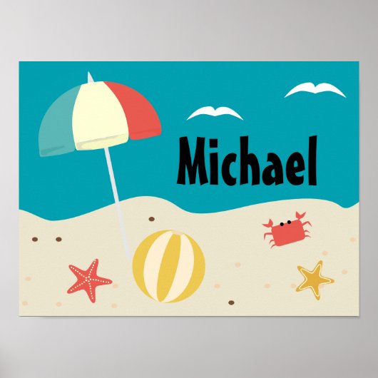 Persoonlijke strandtafereel kinderkamer poster (Voorkant)