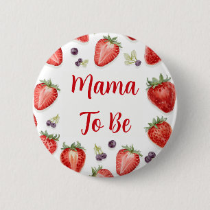 Persoonlijke Strawberry Baby Shower Mama-to-Be Ronde Button 5,7 Cm