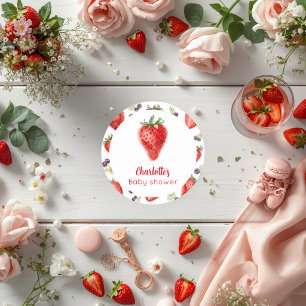Persoonlijke Strawberry Sweet Baby Shower Ronde Kartonnen Onderzetter