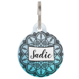 Persoonlijke streepjesmerken, blauw en zwart Manda Huisdierpenning