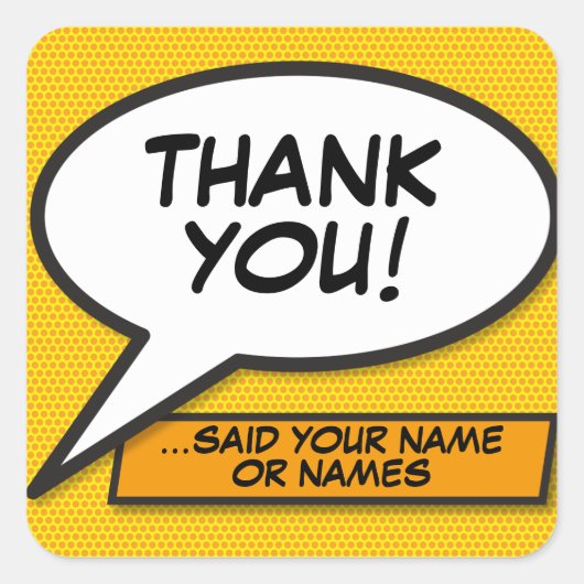 Persoonlijke stripboek Pop Art-spreekwolk Vierkante Sticker (Voorkant)