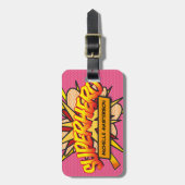 Persoonlijke stripboek Pop Art SUPERHELD Bagagelabel (Voorkant verticaal)