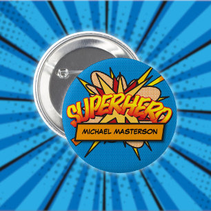Persoonlijke stripboek Pop Art SUPERHELD Ronde Button 5,7 Cm