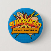 Persoonlijke stripboek Pop Art SUPERHELD Ronde Button 5,7 Cm (Voorkant)