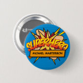 Persoonlijke stripboek Pop Art SUPERHELD Ronde Button 5,7 Cm (Voorkant /achterkant)