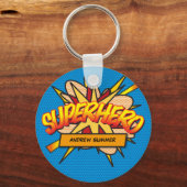 Persoonlijke stripboek Pop Art SUPERHELD Sleutelhanger (Voorkant)