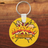 Persoonlijke stripboek Pop Art SUPERHELD Sleutelhanger (Voorkant)