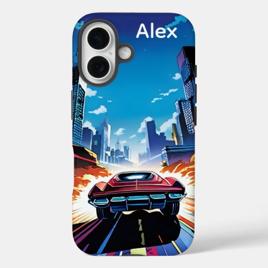 Persoonlijke stripboekauto die snel rijdt Case-Mate iPhone case (Achterkant)