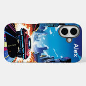 Persoonlijke stripboekauto die snel rijdt Case-Mate iPhone case (Achterkant (horizontaal))