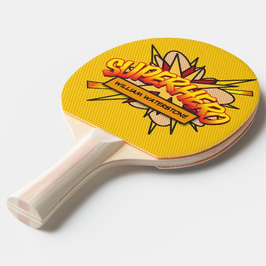 Persoonlijke stripheld superheld grappig modern tafeltennisbatje (Voorkant Gekanteld)