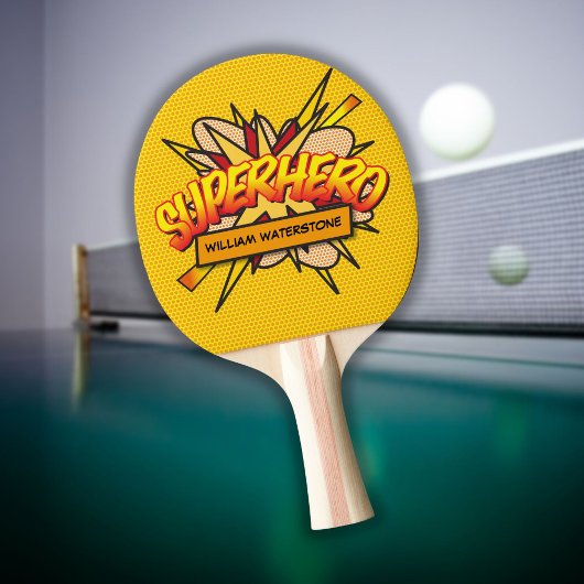 Persoonlijke stripheld superheld grappig modern tafeltennisbatje