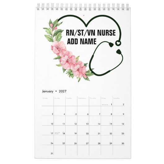 Persoonlijke studentegistratie-veteraanverpleegkun kalender (Jan 2027)