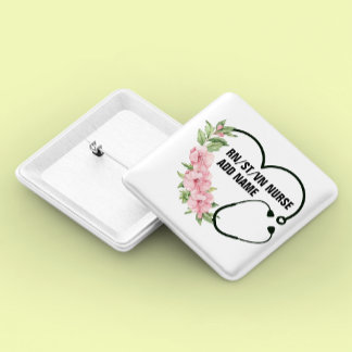 Persoonlijke studentegistratie-veteraanverpleegkun vierkante button 5,1 cm