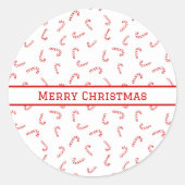 Persoonlijke Suikerstok Kerstmis Ronde Sticker (Voorkant)