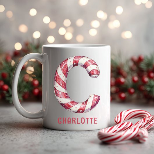 Persoonlijke Suikerstok Monogram Kerst C Koffiemok