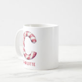 Persoonlijke Suikerstok Monogram Kerst C Koffiemok (Voorkant links)