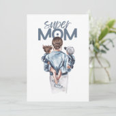 Persoonlijke Super Moeder met Zoon en Dochter Cade (Staand voorkant)