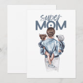 Persoonlijke Super Moeder met Zoon en Dochter Cade (Voorkant / Achterkant)