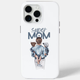 Persoonlijke Super Moeder met Zoon en Dochter Cade iPhone 15 Pro Max Hoesje