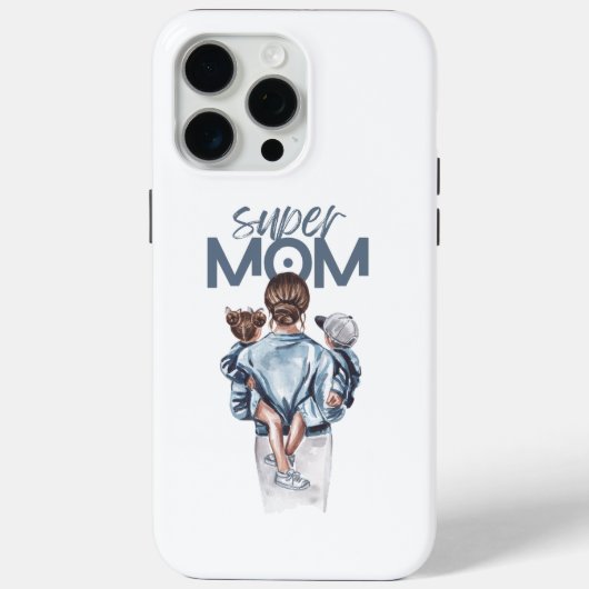 Persoonlijke Super Moeder met Zoon en Dochter Cade Case-Mate iPhone Case (Achterkant)