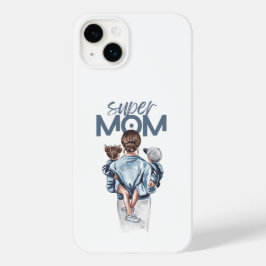Persoonlijke Super Moeder met Zoon en Dochter Cade Case-Mate iPhone 14 Plus Hoesje