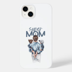 Persoonlijke Super Moeder met Zoon en Dochter Cade Case-Mate iPhone 14 Plus Hoesje