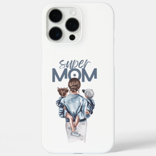 Persoonlijke Super Moeder met Zoon en Dochter Cade Case-Mate iPhone Case (Achterkant)