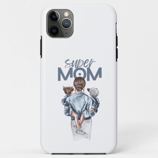 Persoonlijke Super Moeder met Zoon en Dochter Cade Case-Mate iPhone Case (Achterkant)