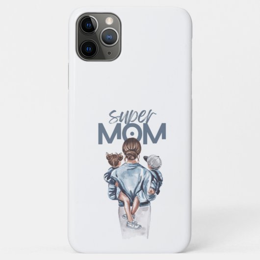 Persoonlijke Super Moeder met Zoon en Dochter Cade Case-Mate iPhone Case (Achterkant)