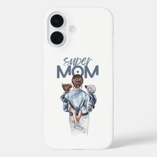 Persoonlijke Super Moeder met Zoon en Dochter Cade Case-Mate iPhone Case (Achterkant)
