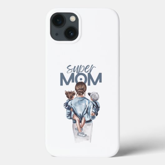 Persoonlijke Super Moeder met Zoon en Dochter Cade Case-Mate iPhone Case (Achterkant)