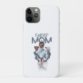 Persoonlijke Super Moeder met Zoon en Dochter Cade Case-Mate iPhone Case