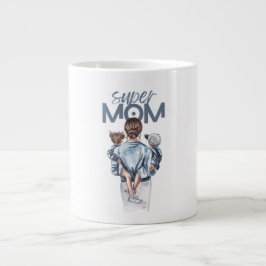 Persoonlijke Super Moeder met Zoon en Dochter Cade Grote Koffiekop