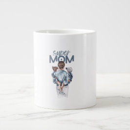 Persoonlijke Super Moeder met Zoon en Dochter Cade Grote Koffiekop