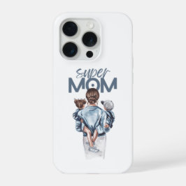 Persoonlijke Super Moeder met Zoon en Dochter Cade iPhone 15 Pro Case