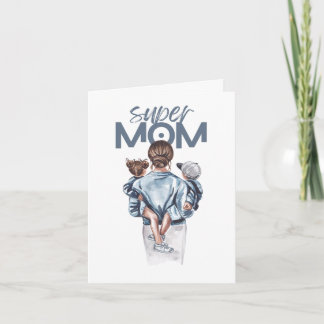 Persoonlijke Super Moeder met Zoon en Dochter Cade Kaart