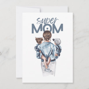 Persoonlijke Super Moeder met Zoon en Dochter Cade Kaart