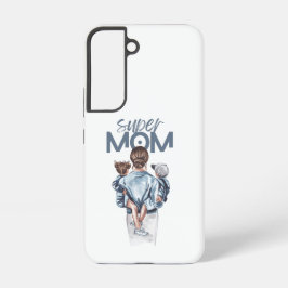 Persoonlijke Super Moeder met Zoon en Dochter Cade Samsung Galaxy Hoesje