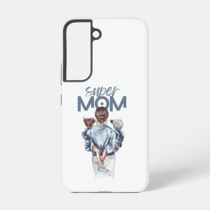 Persoonlijke Super Moeder met Zoon en Dochter Cade Samsung Galaxy Hoesje