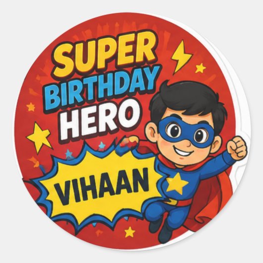 Persoonlijke Super Verjaardagsheld Sticker (Voorkant)
