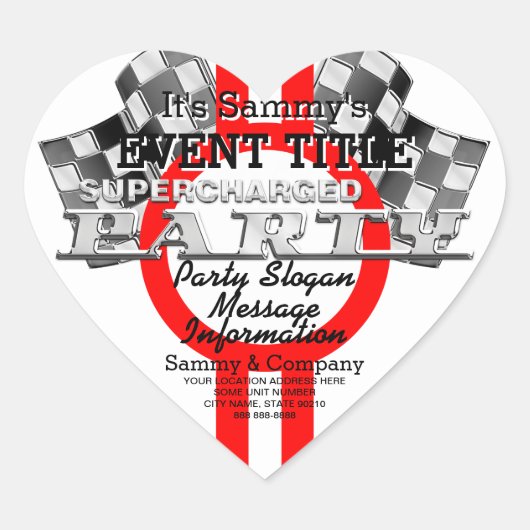Persoonlijke superbelaste prestatiepartij hart sticker (Voorkant)