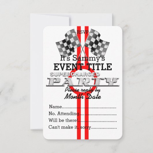 Persoonlijke superbelaste prestatiepartij kaart (Voorkant)