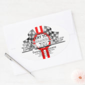 Persoonlijke superbelaste prestatiepartij ovale sticker (Envelop)