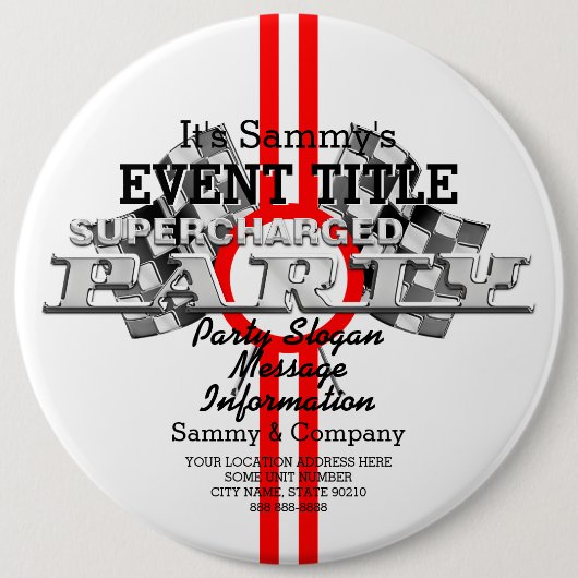 Persoonlijke superbelaste prestatiepartij ronde button 6,0 cm (Voorkant)