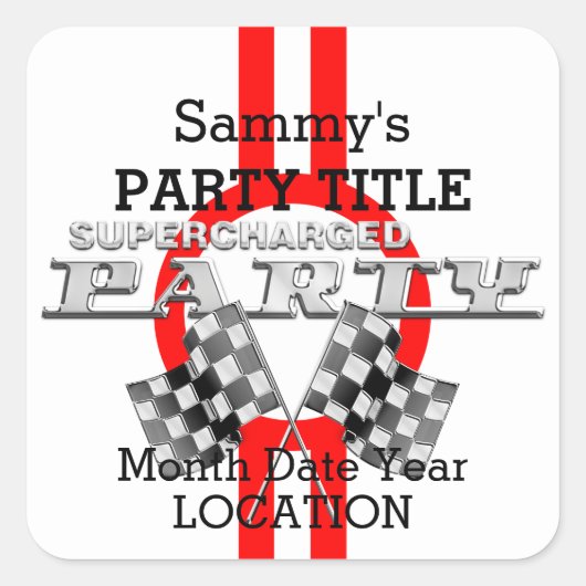 Persoonlijke superbelaste prestatiepartij vierkante sticker (Voorkant)
