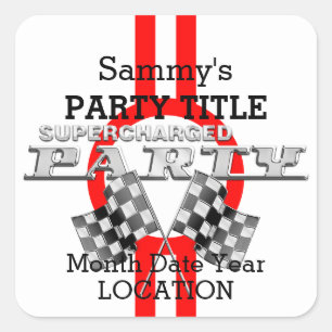 Persoonlijke superbelaste prestatiepartij vierkante sticker