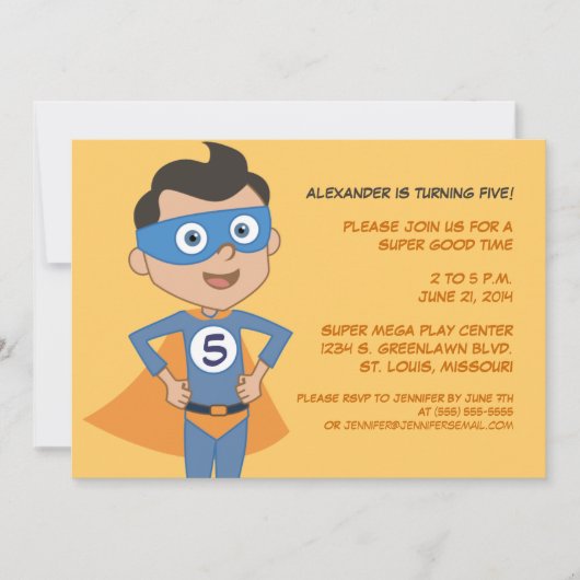 Persoonlijke superheld Kids Birthday Party nodigt  Kaart (Voorkant)