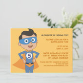Persoonlijke superheld Kids Birthday Party nodigt  Kaart (Staand voorkant)